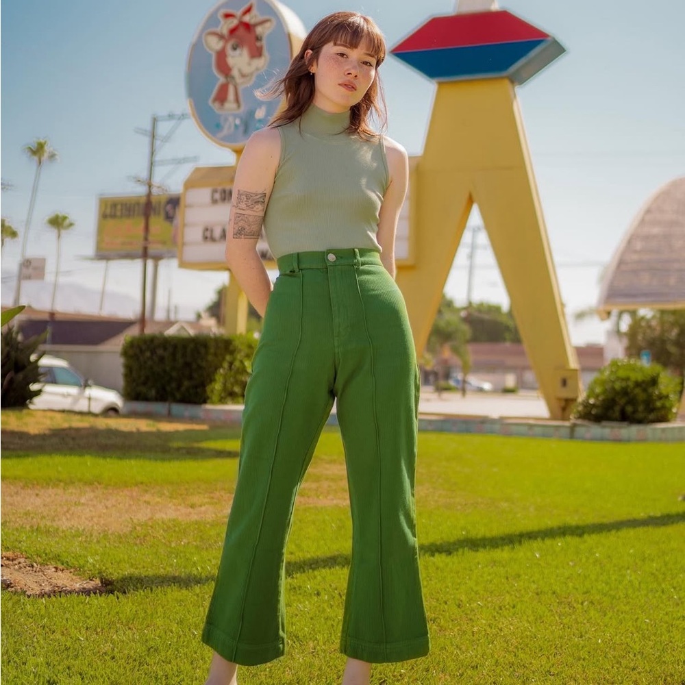 Big Bud Press Green High-Waist Wide-Leg Pants